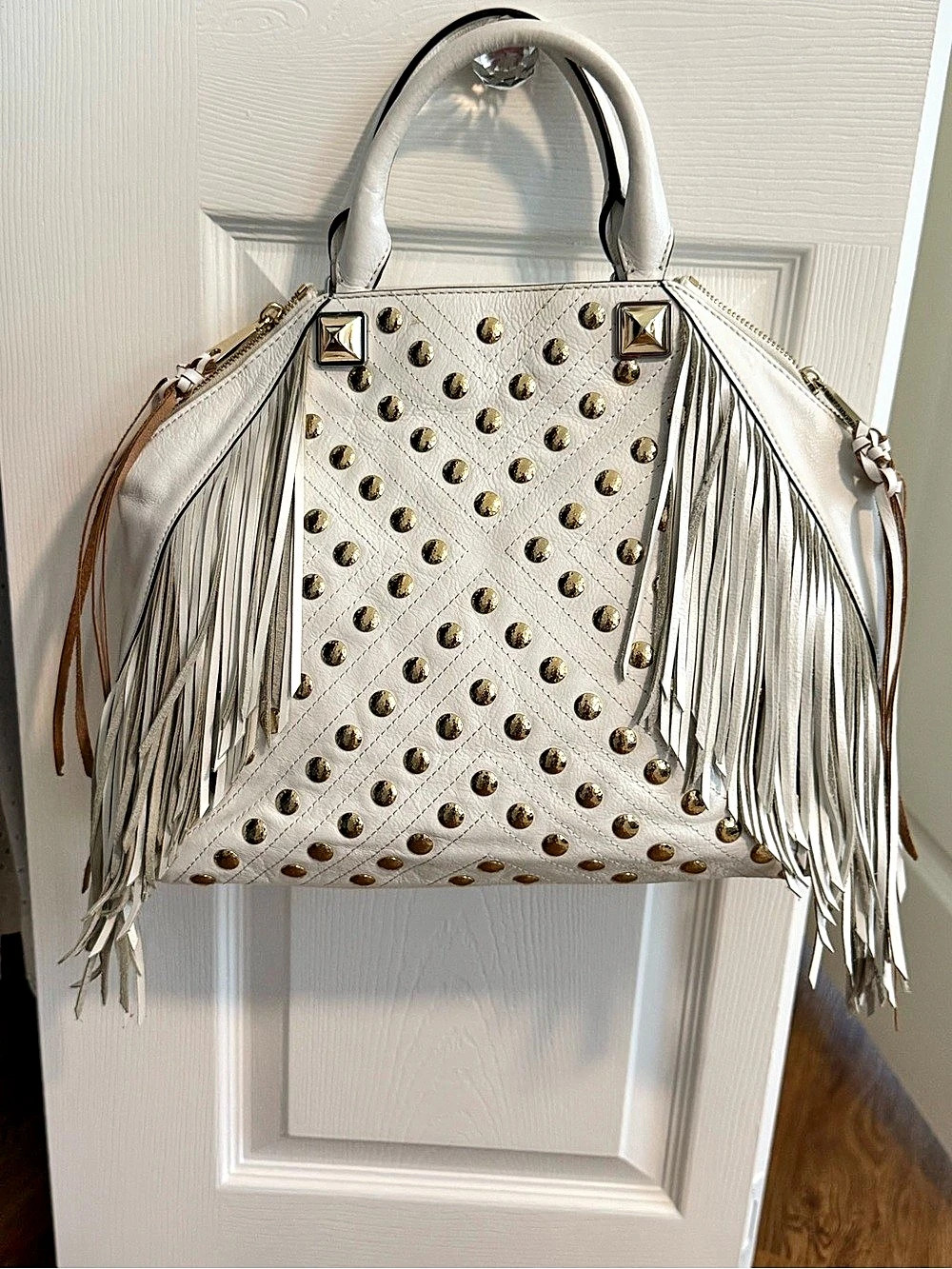 Rebecca Minkoff Regan Satchel with Fringe White